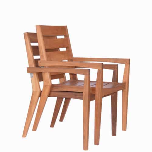 9 pc Mid-Century Teak Table Dining Set – Rectangular Table with Stacking Chairs- Olga