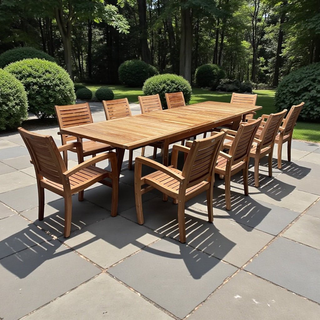 Olga_table_Jakarta_chair_11pc outdoor dining set with stacking chairs