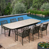 Outdoor metal dining set extended fully seats 6 to 8