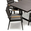 Switch Black dining chair with fast dry ray cushion with dining set close view 2 image