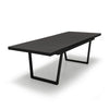 Outdoor extension black dining table in Aluminum powder coated black fully extended at 95 inches