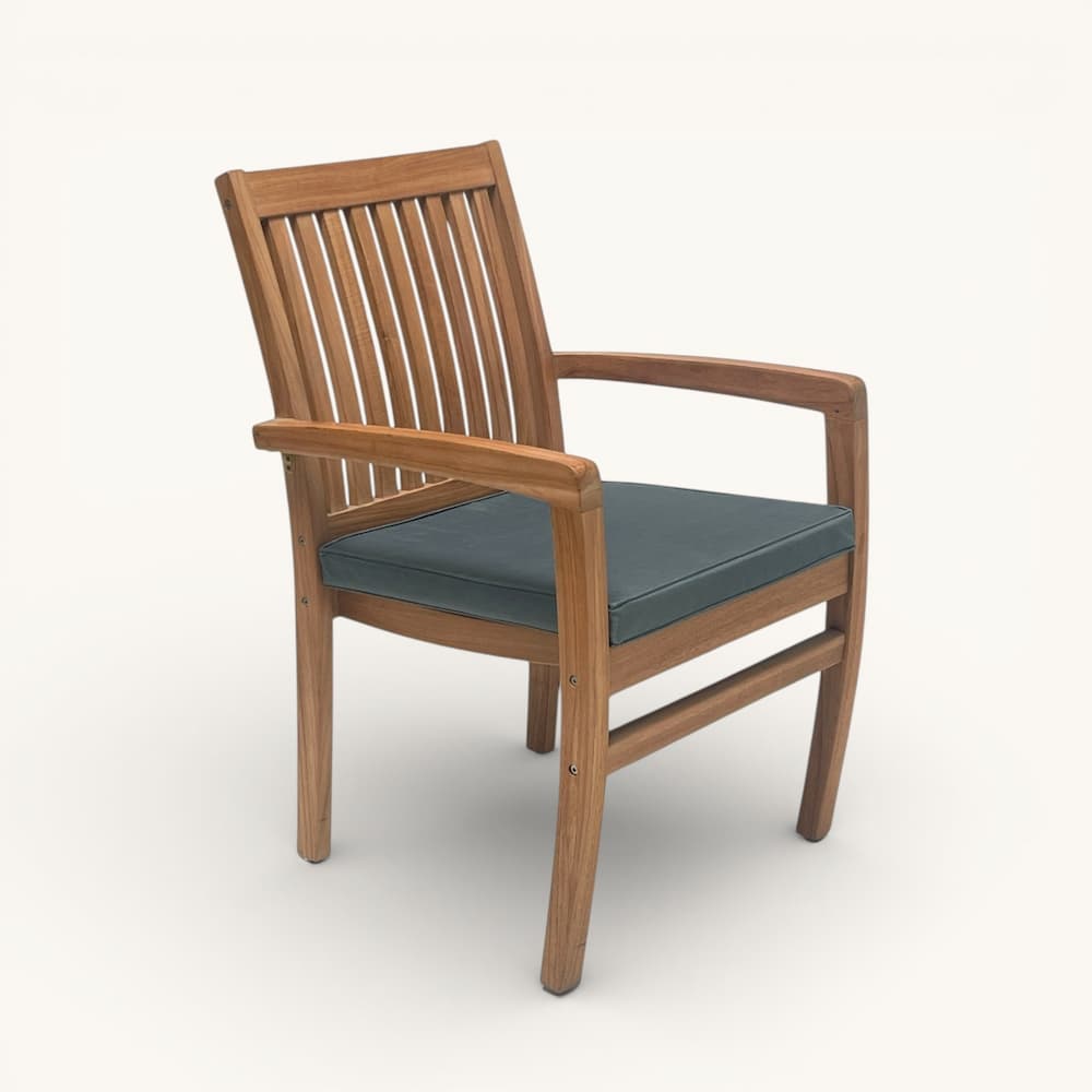 11pc McGill Teak Outdoor Rectangular Double Extension Dining Set - Rise table and Pari stacking chairs