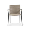 Aluminum rope stacking arm chair front view