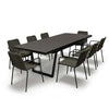9 Pc Aluminum Patio Dining Set  Raven table Apex stacking Arm chair