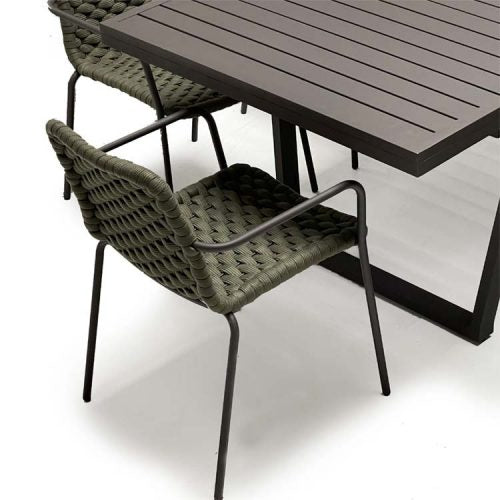 9 Pc Aluminum Patio Dining Set – Raven table Apex stacking Arm chair