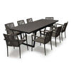 9 Pc Aluminum Patio Dining Set  Raven table June stacking chair