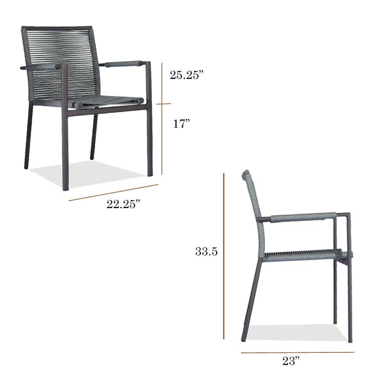 9 Pc Aluminum Outdoor Dining Set – Raven table with Ruby stacking chair