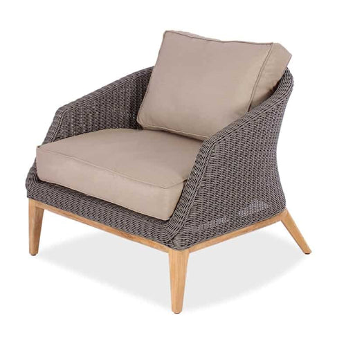 teak wicker frame with plush cushion