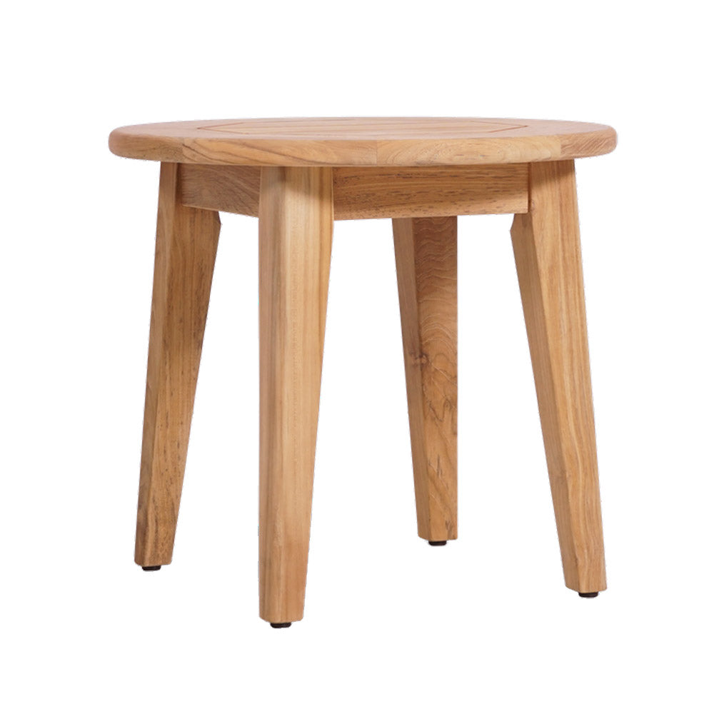 Modern Teak Round Patio Side Table - Piedra