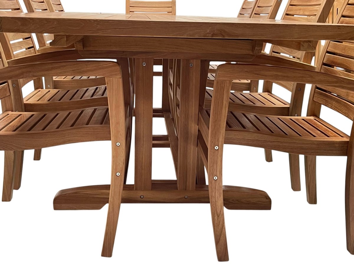 Teak Outdoor 10 feet Rectangle Double Extension Table  Portland