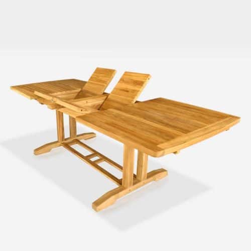 9pc Teak Outdoor Rectangular Extension Dining Set – Portland table and Chamber chairs