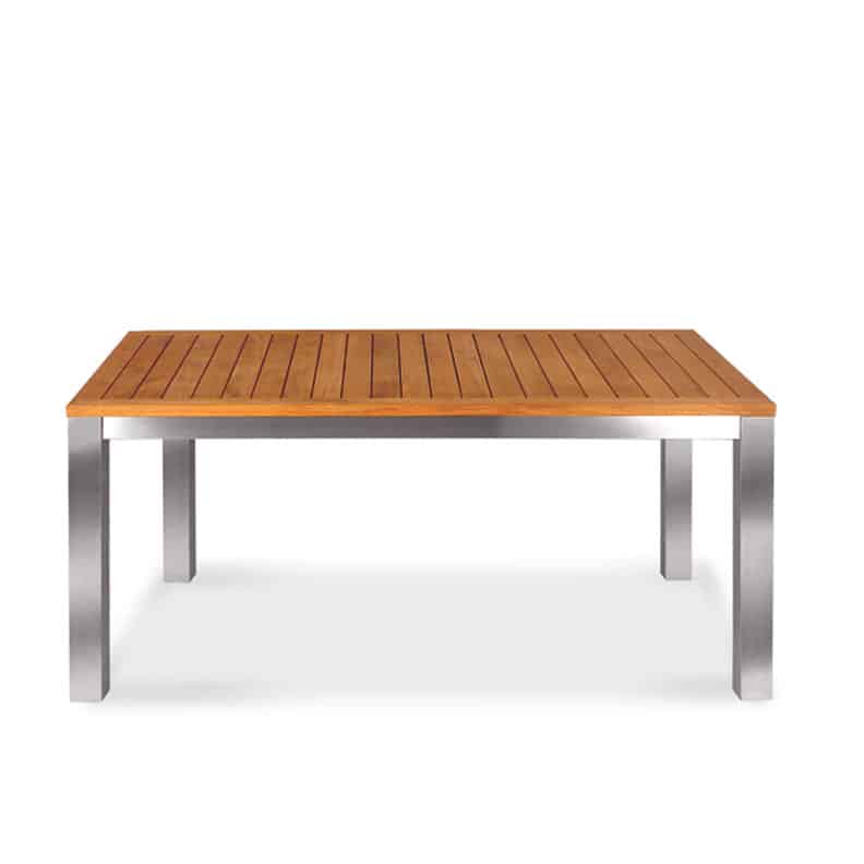 7 Pc Steel Teak Extension Table dining set – Signature Table and Alzette Chairs