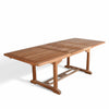 11pc McGill Teak Outdoor Rectangular Double Extension Dining Set - Rise table and Pari stacking chairs