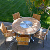 Teak steel round dining set top view 