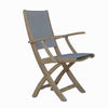 Teak sling arm chair side view