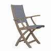 Teak steel sling batyline folding outdoor chair with arms