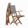 Teak sling folding arm and armless chairs