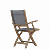 teak mesh folding arm chair back view
