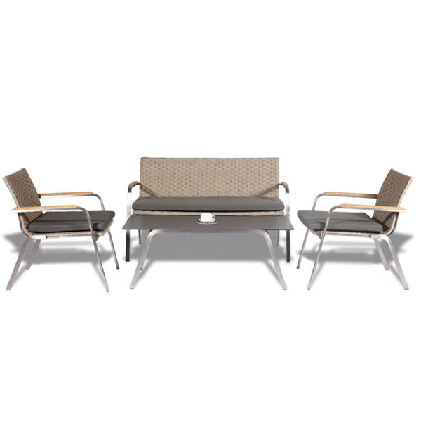 Rope stainless steel teak lounge set
