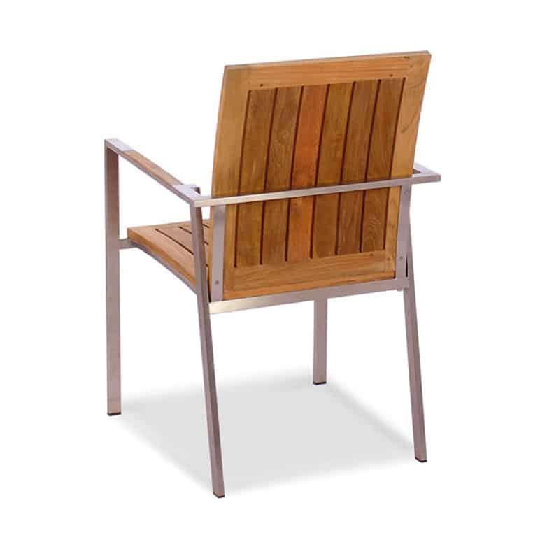 7 Pc Steel Teak Extension Table dining set – Signature Table and Alzette Chairs