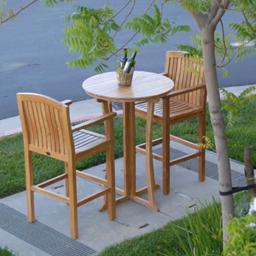 McGill Teak Outdoor Round Folding Bar Table | Olympus