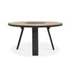 Teak metal outdoor round dining table Bol