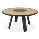 Switch 7 Pc Teak Aluminum Round Dining Set – Bold Table &amp; Danish Black Sling Chairs 2 image
