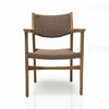 teak rope weaved chair stacking front view