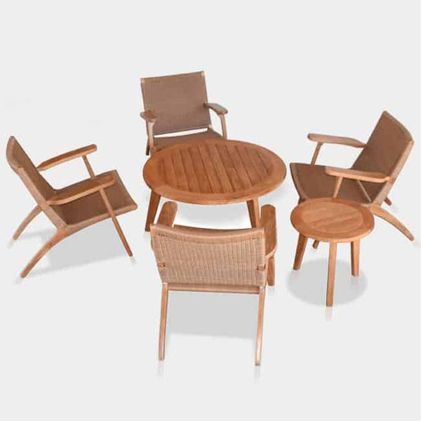 Teak rope chair set with tables