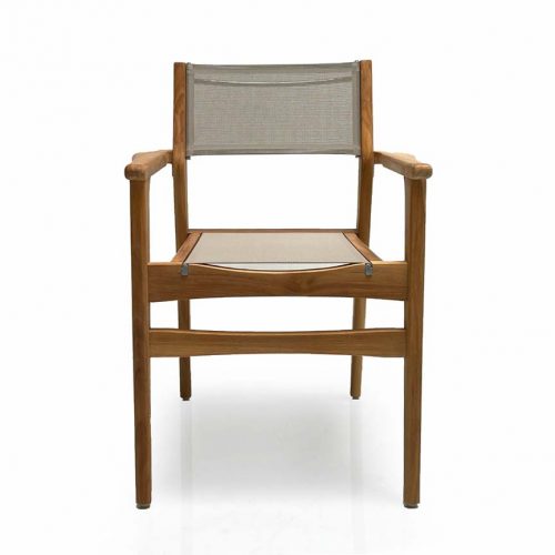 Teak Sling Patio Stacking Taupe Chair – Danish