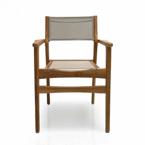 Danish Teak Sling Stacking Arm Chair – Taupe | Mid-Century Modern