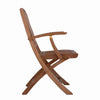 Teak-folding-patio-arm-chair-NewYork side view with brass hardware