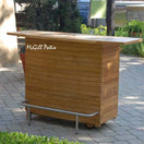Switch Sunset Teak Outdoor Bar with 2 Wave Teak Bar Stools 2 image