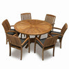 Teak round dining table set with stacking chairs