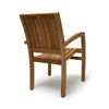 Teak Outdoor Elliptical Extension Dining Set Rise table and 8 Chamber stacking chairs