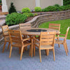 7 Pc Teak Outdoor Round Dining Table Set  Olga