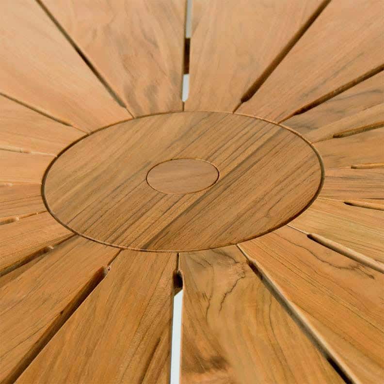 5 Pc Teak Garden Dining Set – Helios Round Table 4 Blaze Chairs