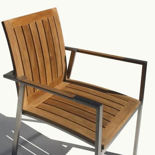 11 Pc Stainless Steel Teak Dining Extension Table  Signature & Alzetta Chairs
