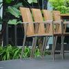 7 Pc Steel Teak Extension Table dining set  Signature Table and Alzette Chairs