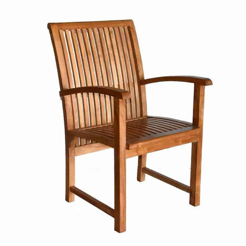 teak dining chair with arm front view