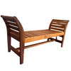 Teak garden bench side view