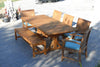 Teak Backless Curved Bench with teak dining set