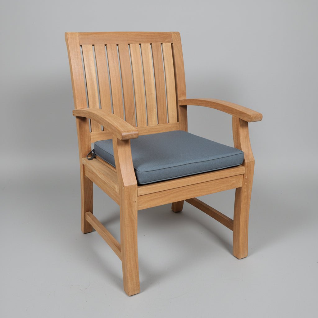 Teak Dining chair with 19 by 19 cushion in fast dry foam with welt 