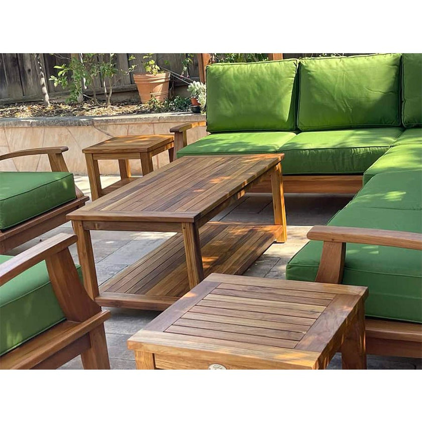 teak outdoor coffee and end table set