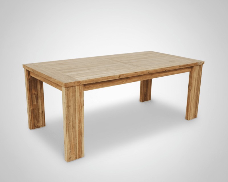 Teak recycled outdoor dining table with wide legs