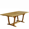 Bowed legs side view rectangular dining table fully extended