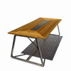 teak steel rectangular dining table