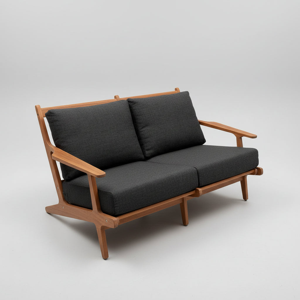 Teak deep seat two seater lounge