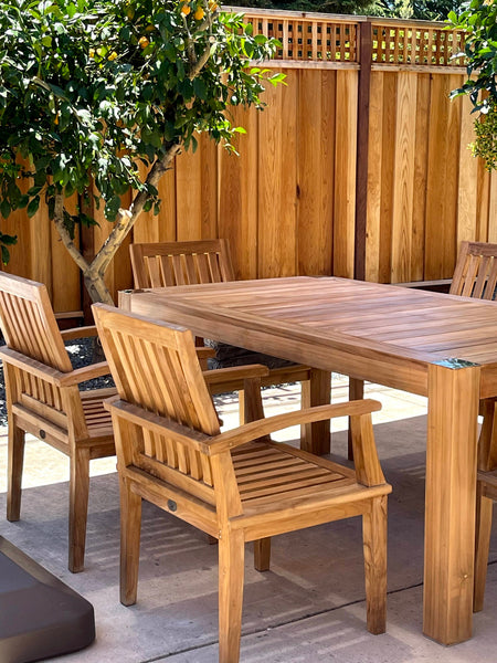 Bromo 7pc teak dining set outdoor view on patio