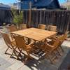 Teak folding dining set Mardel square with blaze folding arm chairs